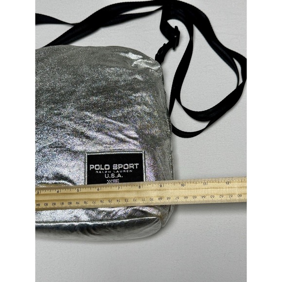 Vtg Y2K Polo Sport Ralph Lauren USA 90s Metallic Crossbody Messenger Bag Rare - Picture 5 of 8
